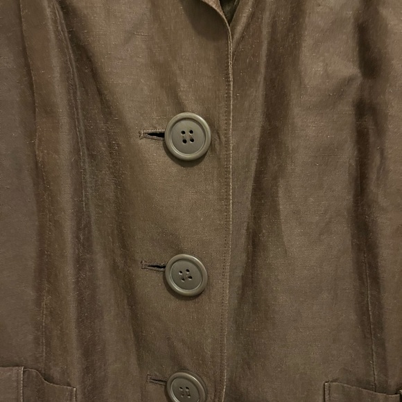Evelyn & Arthur Women’s Sz12 Brown Silk Linen Blazer, 3 Button Front,  Lined - Picture 4 of 9